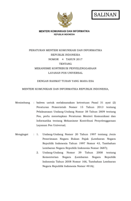 peraturan menteri komunikasi dan informatika