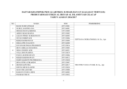 daftar kelompok pkm ai (artikel ilmiah) dan gt