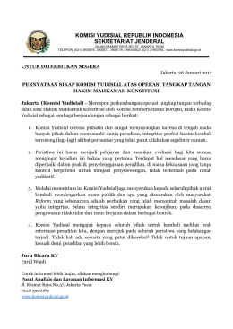 Pernyataan Sikap Komisi Yudisial atas Operasi Tangkap Tangan