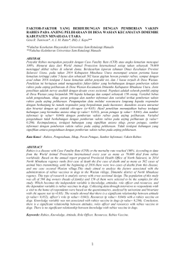 1 faktor-faktor yang berhubungan dengan pemberian vaksin rabies