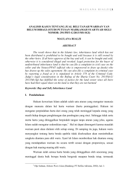 analisis kasus tentang jual beli tanah warisan yan belum dibagi