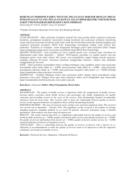 1 hubungan persepsi pasien tentang pelayanan dokter dengan