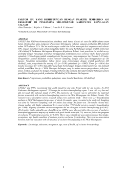 1 faktor ibu yang berhubungan dengan praktik pemberian asi