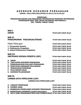 ADEN DU M DO KU MEN PEN GADAAN Paket Pekerjaan