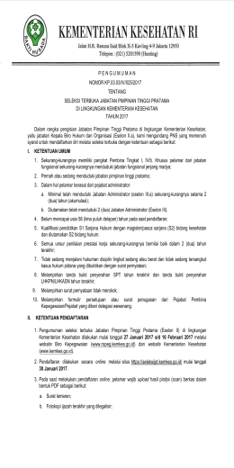 P E N G U M U M A N NOMOR KP.03.03/IV/025/2017 TENTANG