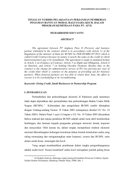 tinjauan yuridis pelaksanaan perjanjian pemberian pinjaman