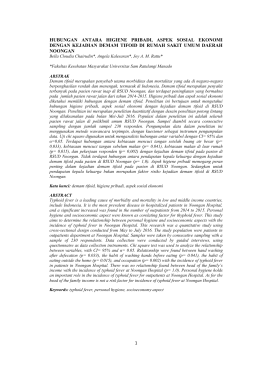 1 hubungan antara higiene pribadi, aspek sosial ekonomi dengan