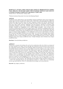 1 hubungan antara umur, kelelahan dengan produktivitas kerja