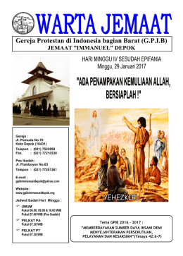 Warta Jemaat &ndash; 29 Januari 2017