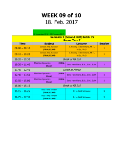 WEEK 09 of 10 18. Feb. 2017