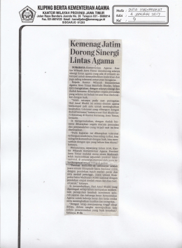 Kemenag Jatim Dorong Sinergi Lintas Agama