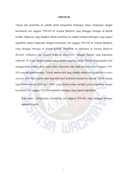 Hubungan Antara Religiusitas dengan Kecemasan Istri Anggota TNI