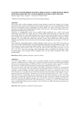 1 ANALISIS FAKTOR RISIKO KEJADIAN BERAT BADAN LAHIR