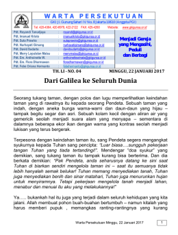 Warta Persekutuan Minggu, 22 Januari 2017.