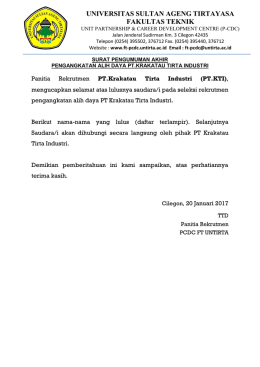 Surat Pengumuman Akhir Pengangkatan Alih Daya PT Krakatau