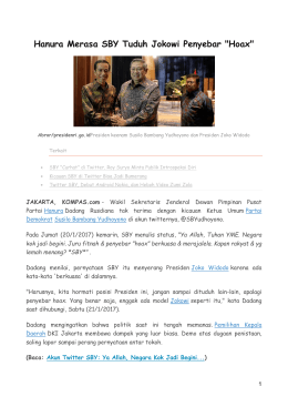 Hanura Merasa SBY Tuduh Jokowi Penyebar "Hoax"