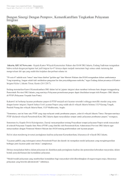 Bangun Sinergi Dengan Pemprov, KemenKumHam