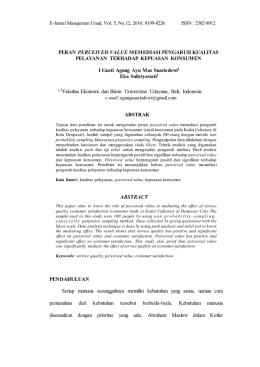 PERAN PERCEIVED VALUE MEMEDIASI PENGARUH