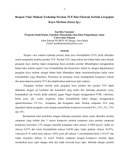 Respon Vinir Mahoni Terhadap Perekat TUF Dari Ekstrak Serbuk