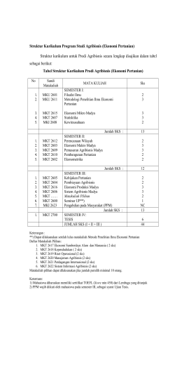 Struktur Kurikulum Program Studi Agribisnis (Ekonomi Pertanian