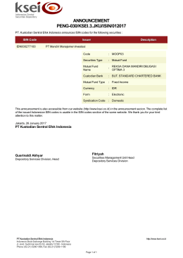 ANNOUNCEMENT PENG-030/KSEI.3.JKU/ISIN/012017