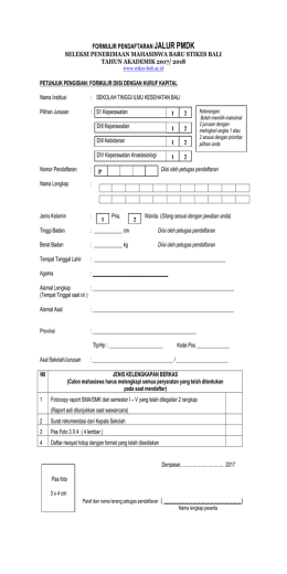 FORMULIR PENDAFTARAN JALUR PMDK Paraf dan