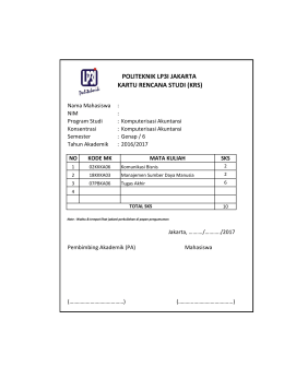 POLITEKNIK LP3I JAKARTA KARTU RENCANA STUDI (KRS)