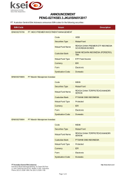 ANNOUNCEMENT PENG-027/KSEI.3.JKU/ISIN/012017