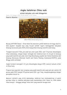 Angka kelahiran China naik