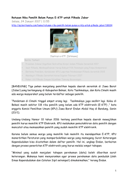 1 Ratusan Ribu Pemilih Belum Punya E-KTP untuk