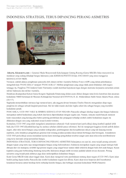 indonesia strategis, terus dipancing perang asimetris