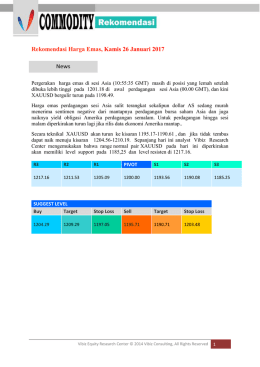 Rekomendasi Harga Emas, Kamis 26 Januari 2017 News