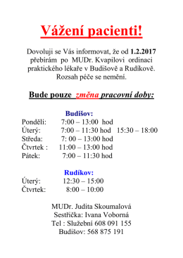 Vážení pacienti