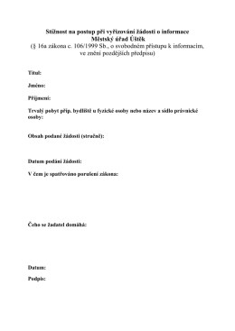 Stížnost na postup při vyřizování žádosti o informace