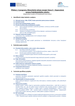 Doporučená osnova Podnikatelského záměru