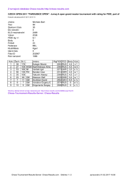 Z turnajové databáze Chess-results http://chess