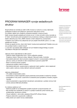 PROGRAM MANAGER vyvoje sedadlovych struktur