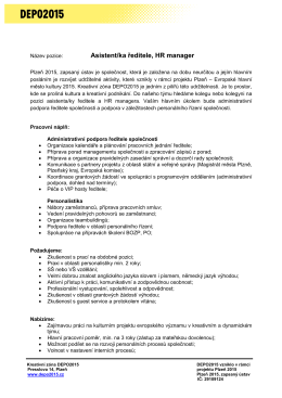 Asistent/ka ředitele, HR manager