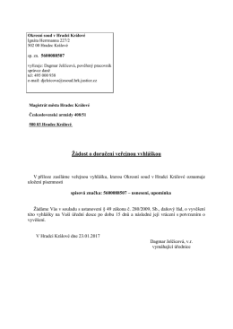 Žádost o doručení veřejnou vyhláškou