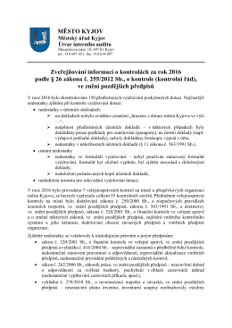 Informace o výsledcích kontrol za rok 2016