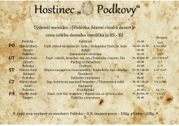 PO ÚT ST ČT PÁ Týdenní meníčko -(Polévka, hlavní