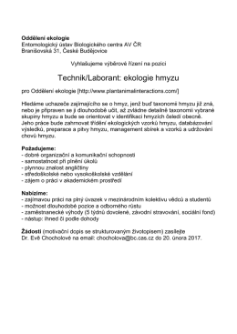 Technik/Laborant: ekologie hmyzu