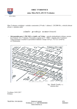 Obec Tvrdonice – Záměr prodeje nemovitosti č. 2/2017