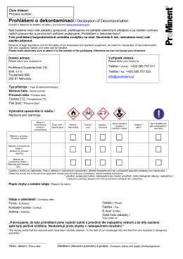 Prohlášení o dekontaminaci / Declaration of