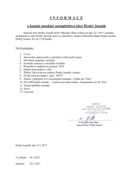 Informace o konání zasedání zastupitelstva obce Hrubý Jeseník dne