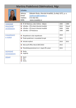 Martina Pode&scaron;vov&aacute; Odehnalov&aacute;, Mgr.