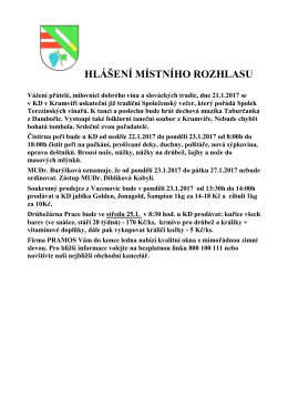 HLÁŠENÍ MÍSTNÍHO ROZHLASU ze dne 20.1.2017