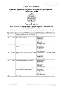 PROGRAM jednání výboru ZHMP