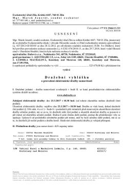 Usnesen&iacute; - dražebn&iacute; vyhl&aacute;&scaron;ka