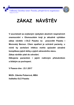 Zákaz návštěv v OLÚ